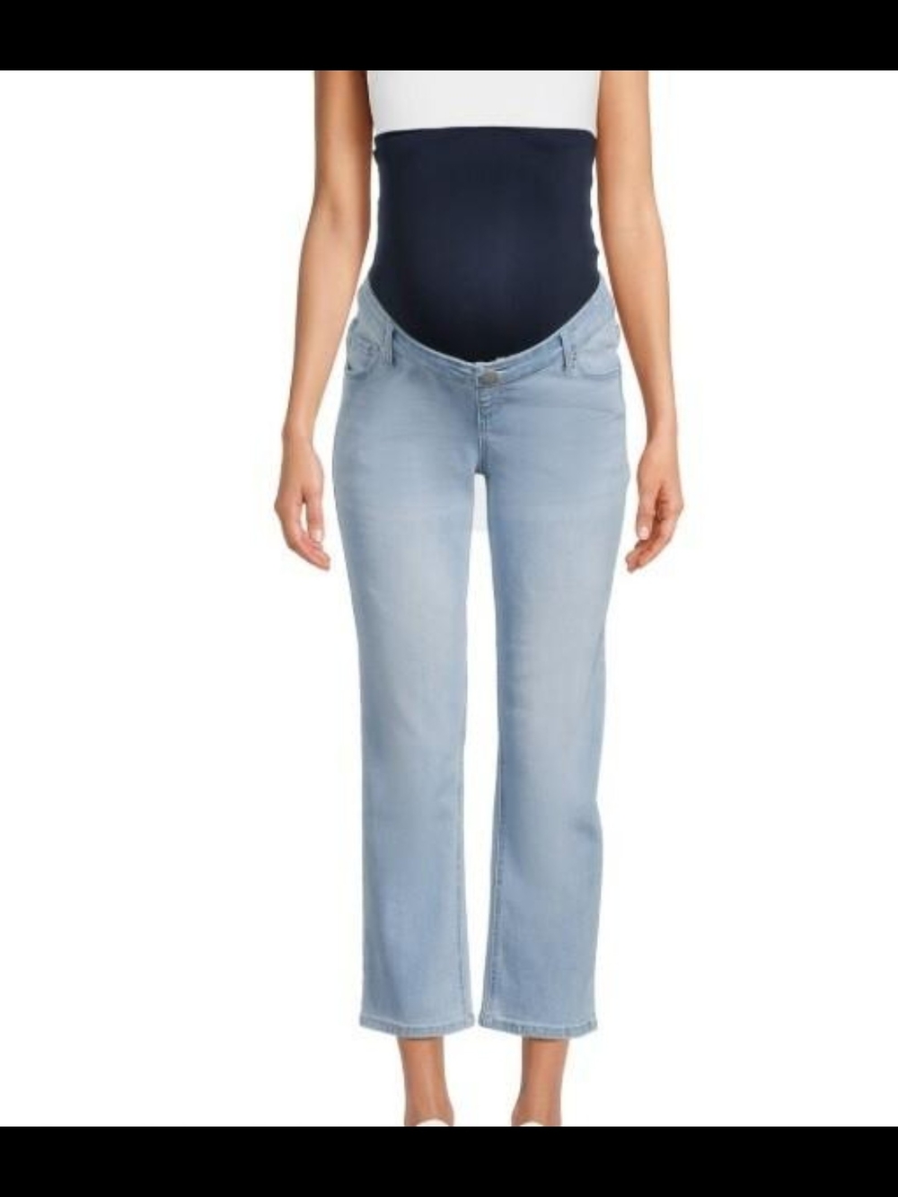 Time and Tru Maternity Distressed Jeans M 8-10 Light Wash Full Belly Panel